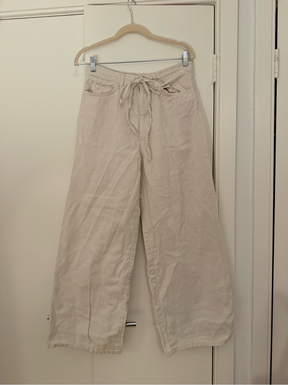 COS Wide-Leg Tie-Waist Pants in Light Beige